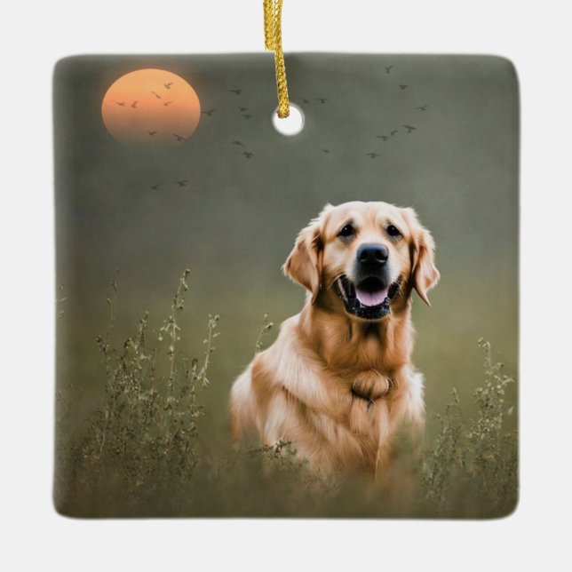 Golden Retriever  Ceramic Ornament (Front)