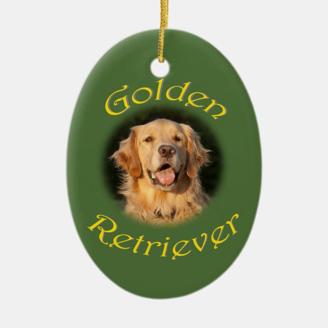 Golden Retriever Ceramic Tree Decoration (Front)