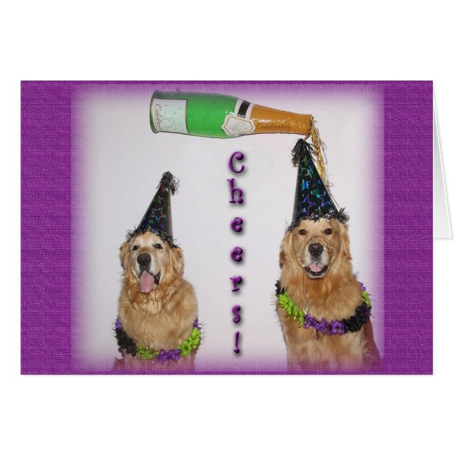 Golden Retriever Champagne New Years (Front Horizontal)