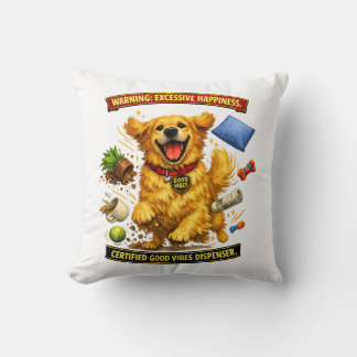 Golden Retriever Chaos Mode Activated Cushion