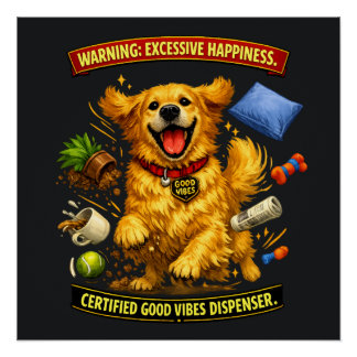 Golden Retriever Chaos Mode Activated Poster