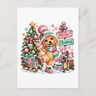 Golden Retriever Christmas Announcement Postcard