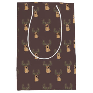 Golden Retriever Christmas Antler Gift Bag