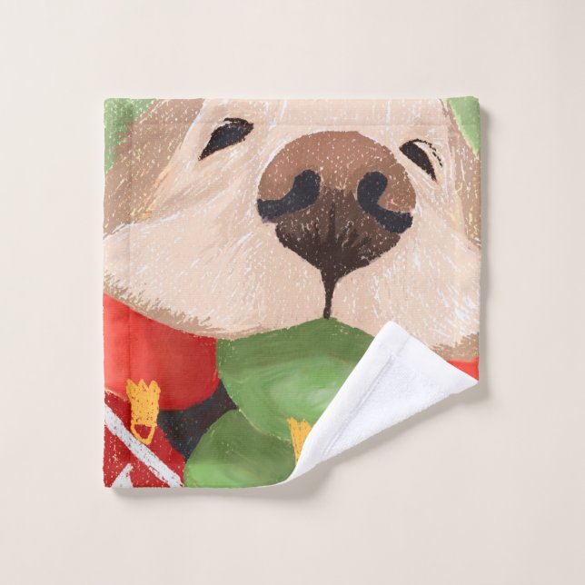 Golden Retriever Christmas Balls Mouth Funny GIft Wash Cloth (Wash Cloth)
