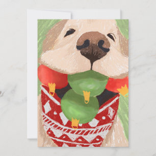 Golden Retriever Christmas Balls Mouth Funny Holiday Card
