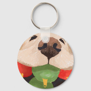 Golden Retriever Christmas Balls Mouth Hilarious Key Ring