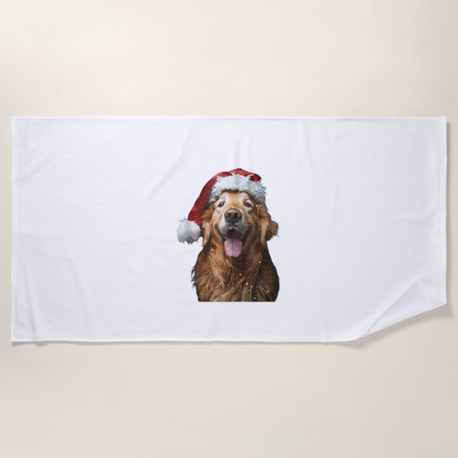 Golden Retriever Christmas  Beach Towel (Front)