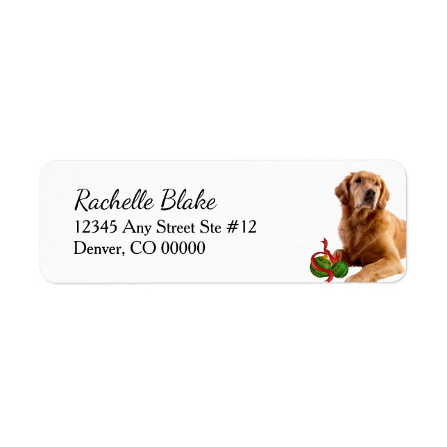 Golden Retriever Christmas Bulbs Return Address (Front)
