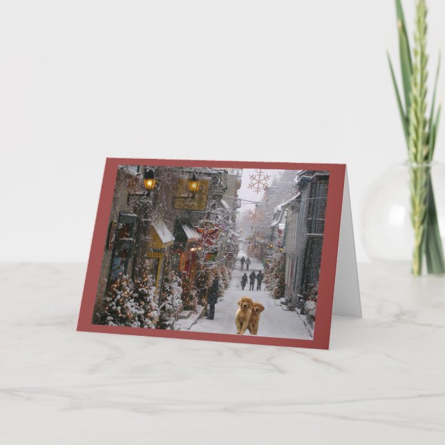 Golden Retriever  Christmas Card City Street (Front)