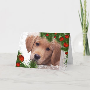 Golden Retriever Christmas Card- Cute Dog Puppy Holiday Card