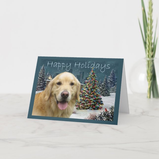 Golden Retriever  Christmas Card Evening (Front)