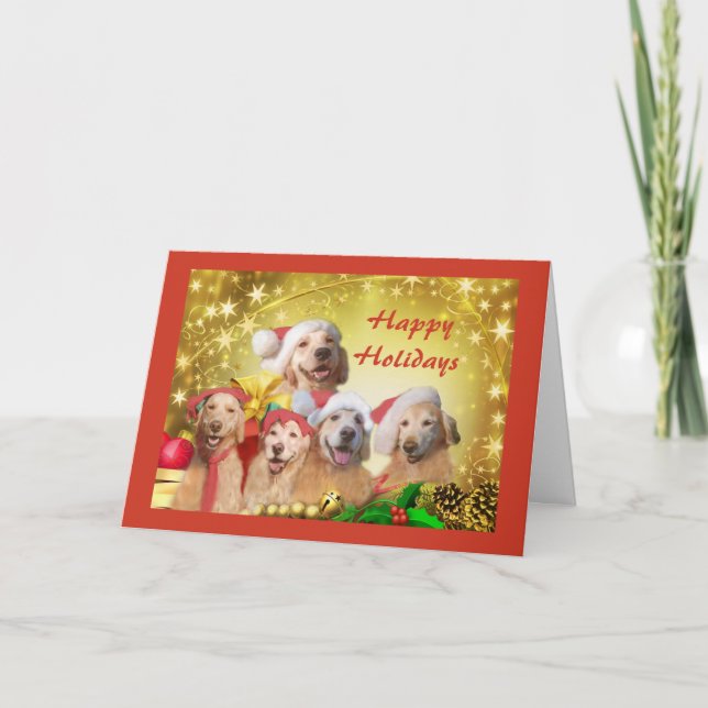 Golden Retriever Christmas Card Family (Front)