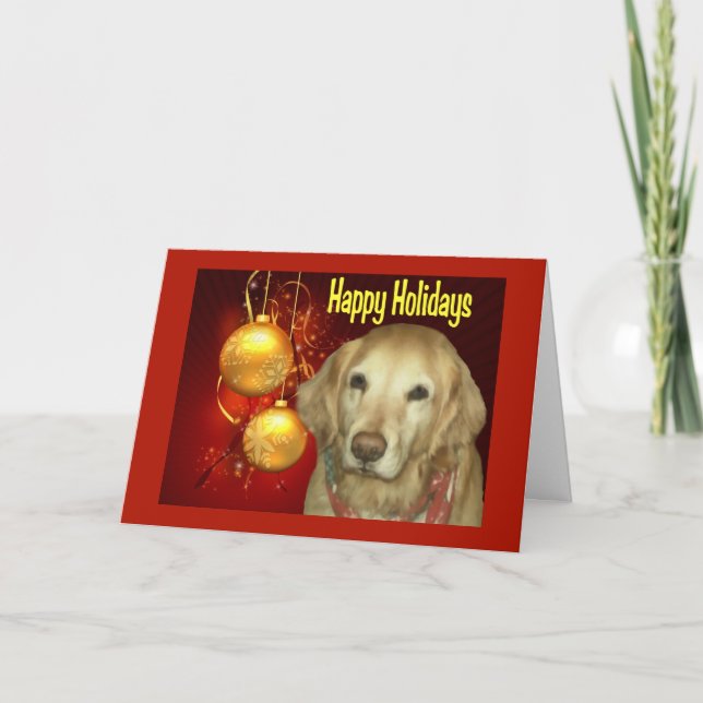 Golden Retriever  Christmas Card Happy Holidays (Front)