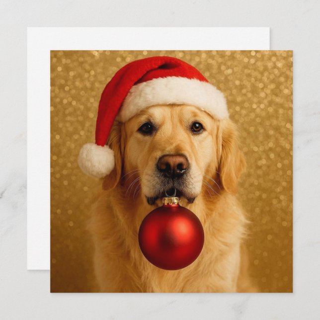 Golden Retriever Christmas Card. Holiday Card (Front/Back)