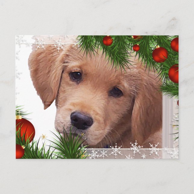 Golden Retriever Christmas Card - Puppy Cute Dog (Front)