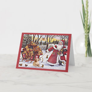 Golden Retriever  Christmas Card Santa Bears1