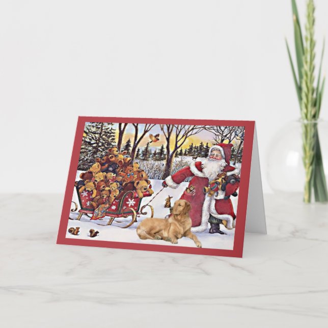 Golden Retriever  Christmas Card Santa Bears6 (Front)