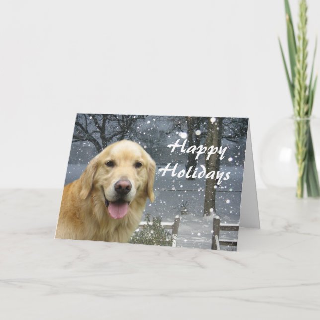 Golden Retriever  Christmas Card Snowy (Front)