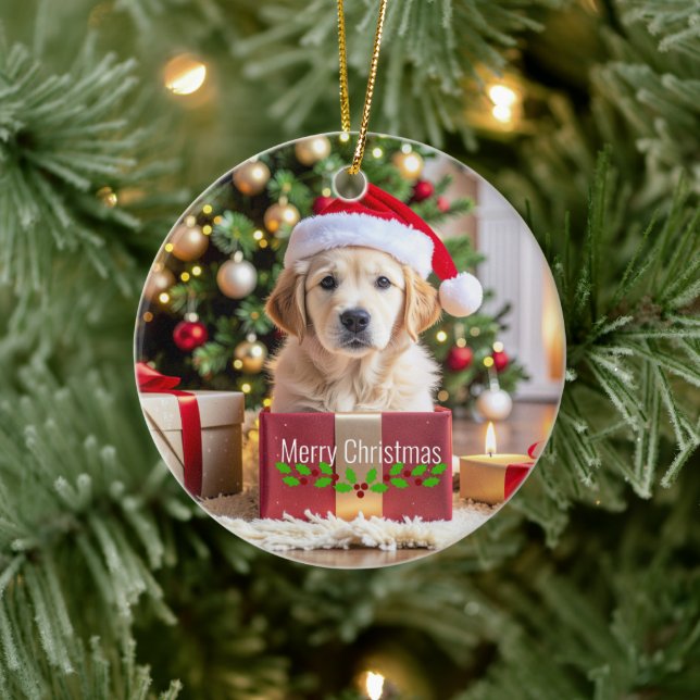 Golden Retriever Christmas Ceramic Tree Decoration (Tree)
