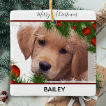 Golden Retriever Christmas - Cute Dog Puppy Ceramic Ornament<br><div class="desc">Decorate your tree and home this holiday season with this adorable Golden Retriever Christmas ornament and matching decor . Personalize with name on the front and year on the back. This Golden Retriever christmas ornament will be a favorite among Golden Retriever lovers. Visit our collection for matching Golden Retriever christmas...</div>