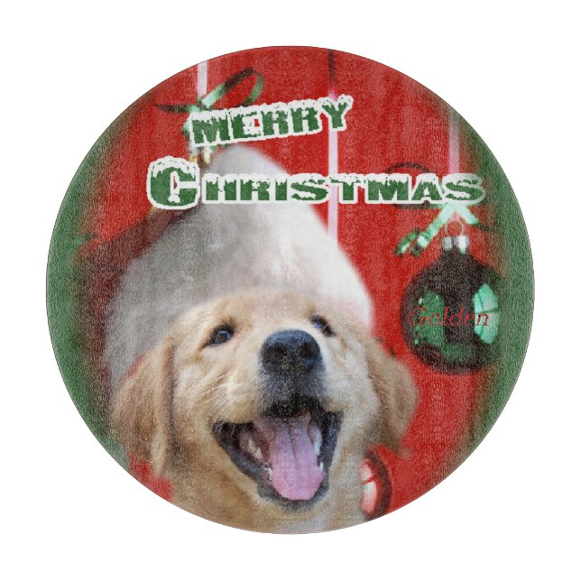 Golden Retriever Christmas Cutting Board (Front)