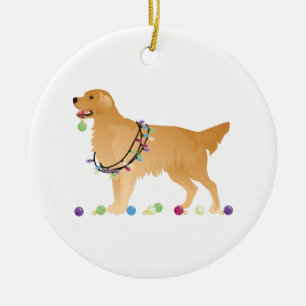 Golden Retriever Christmas Design Ceramic Tree Decoration