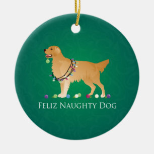 Golden Retriever Christmas Design Ceramic Tree Decoration