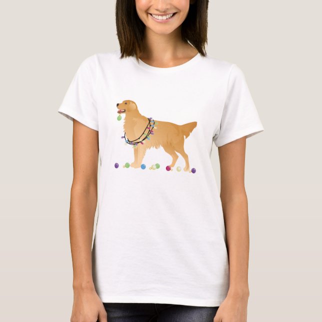 Golden Retriever Christmas Design T-Shirt (Front)