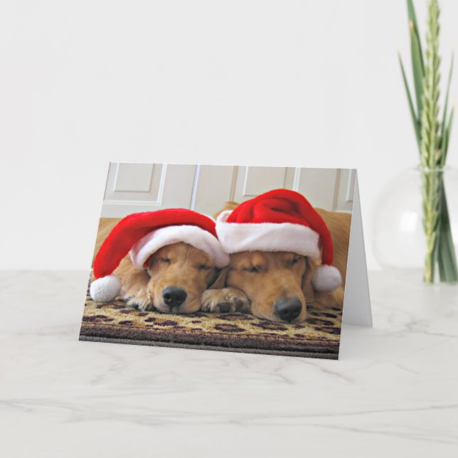 Golden Retriever Christmas Dreams Holiday Card (Front)