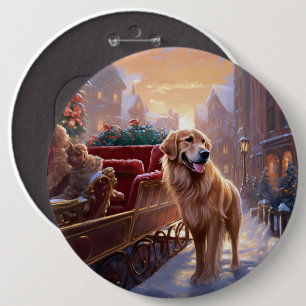 Golden Retriever Christmas Festive Season 6 Cm Round Badge