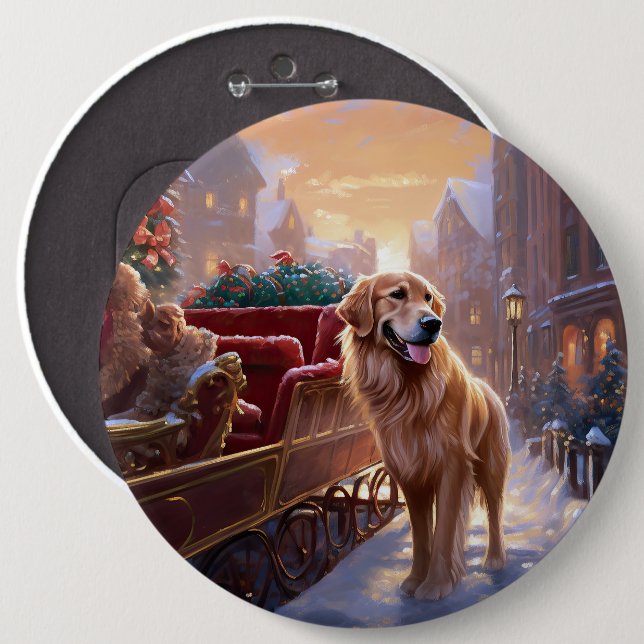 Golden Retriever Christmas Festive Season  6 Cm Round Badge (Front & Back)