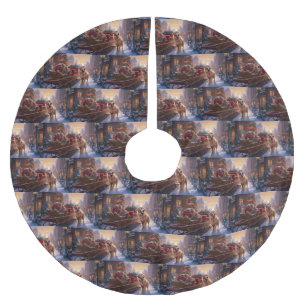 Golden Retriever Christmas Festive Season Brushed Polyester Tree Skirt