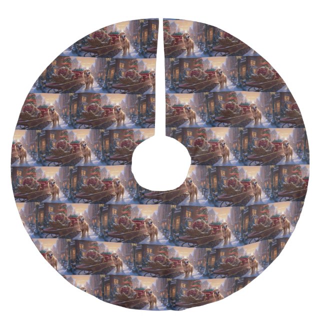 Golden Retriever Christmas Festive Season  Brushed Polyester Tree Skirt (Front)