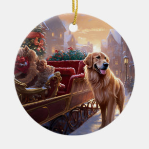 Golden Retriever Christmas Festive Season  Ceramic Tree Decoration