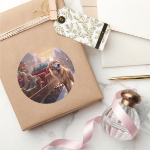 Golden Retriever Christmas Festive Season  Classic Round Sticker