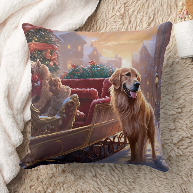 Golden Retriever Christmas Festive Season  Cushion (Blanket)