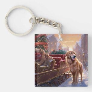 Golden Retriever Christmas Festive Season Key Ring