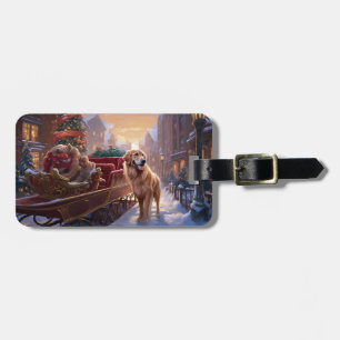Golden Retriever Christmas Festive Season Luggage Tag