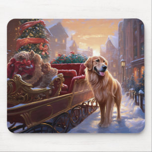 Golden Retriever Christmas Festive Season Mouse Mat