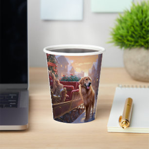 Golden Retriever Christmas Festive Season Paper Cups