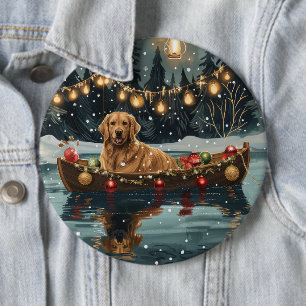 Golden Retriever Christmas Festive Voyage 6 Cm Round Badge