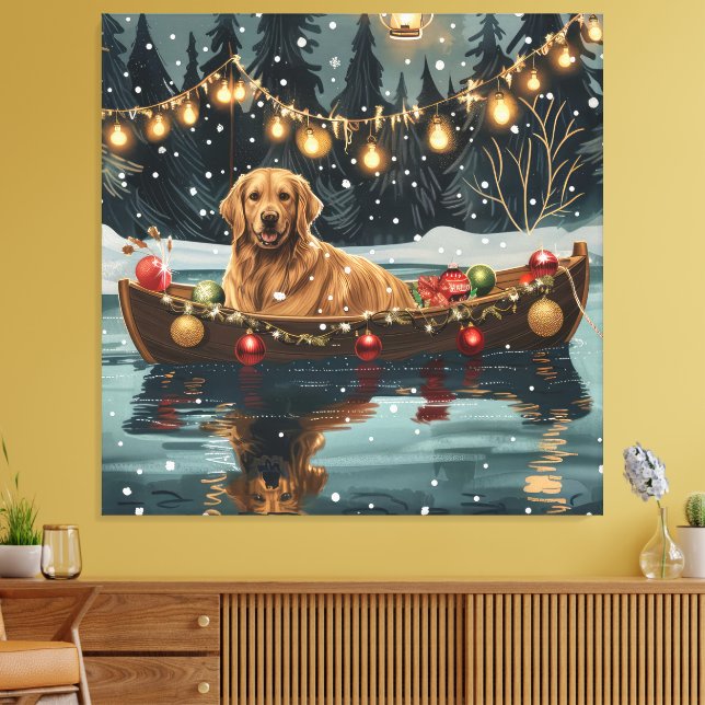 Golden Retriever Christmas Festive Voyage  Canvas Print (Insitu(LivingRoom))