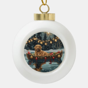 Golden Retriever Christmas Festive Voyage  Ceramic Ball Christmas Ornament