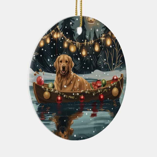 Golden Retriever Christmas Festive Voyage  Ceramic Tree Decoration (Right)