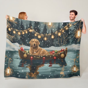 Golden Retriever Christmas Festive Voyage Fleece Blanket