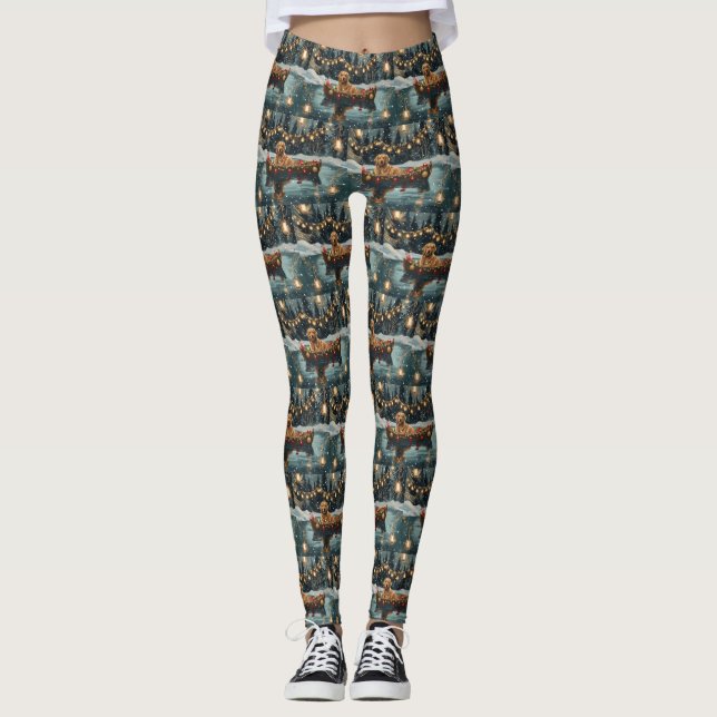 Golden Retriever Christmas Festive Voyage  Leggings (Front)