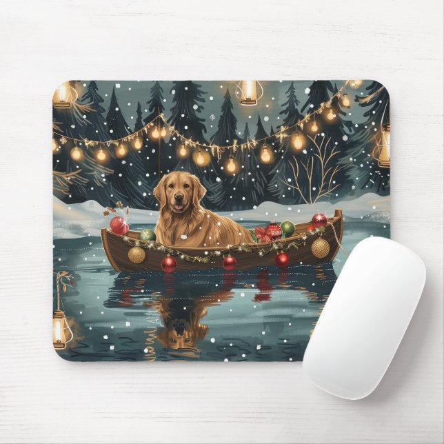 Golden Retriever Christmas Festive Voyage  Mouse Mat (With Mouse)
