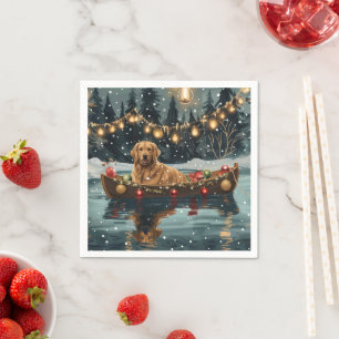 Golden Retriever Christmas Festive Voyage  Napkin
