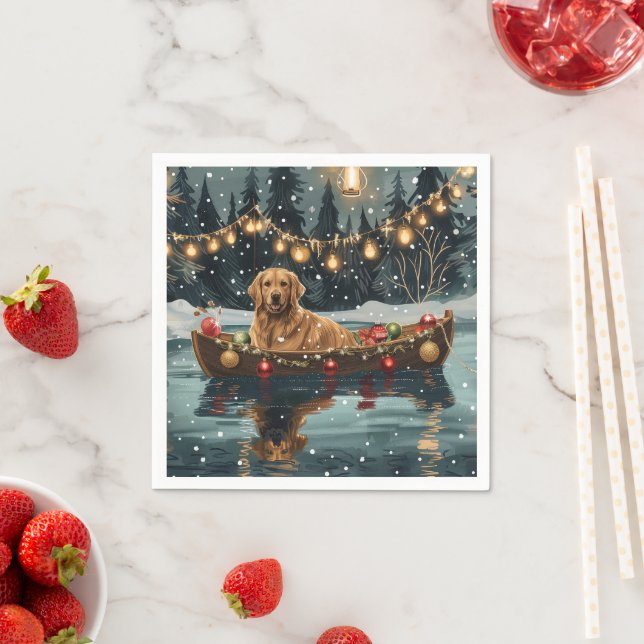 Golden Retriever Christmas Festive Voyage  Napkin (Insitu)