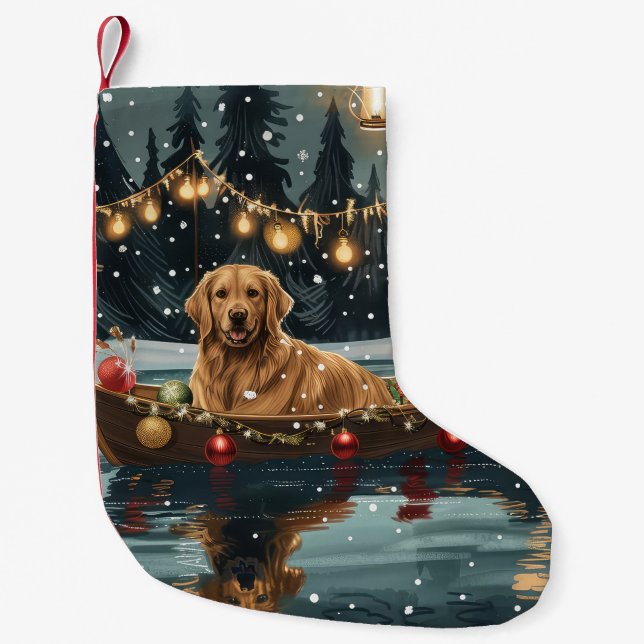 Golden Retriever Christmas Festive Voyage  Small Christmas Stocking (Front)